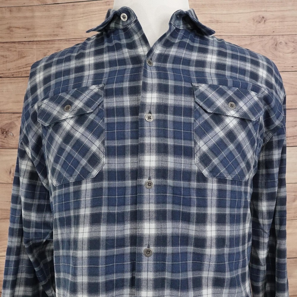 Kuhl Shirt Mens XL Blue Plaid Long Sleeve Button-Up Flannel Cotton Lyocell